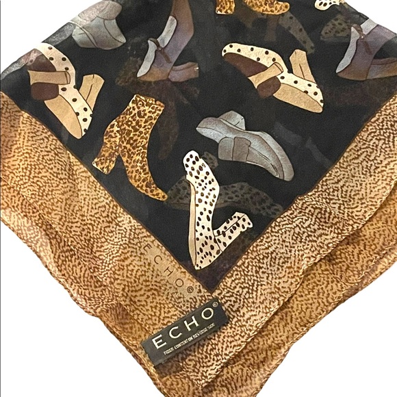 Echo Silk Leopard print shoes boots print scarf - Picture 11 of 12